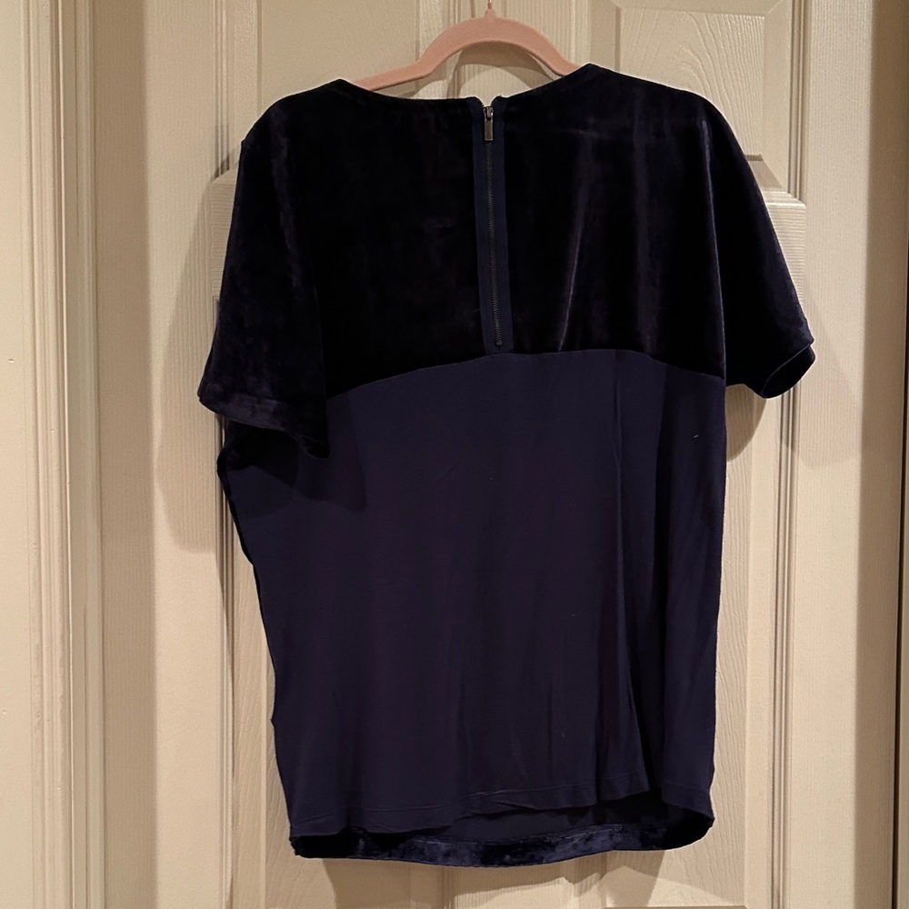 Lucky Brand Velvet Short Sleeve Top in Navy - Picture 3 of 3